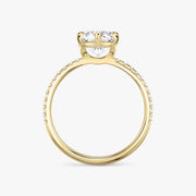 Round Cut - Pave Band - 6 Prong Classic Ring - 18 K Gold